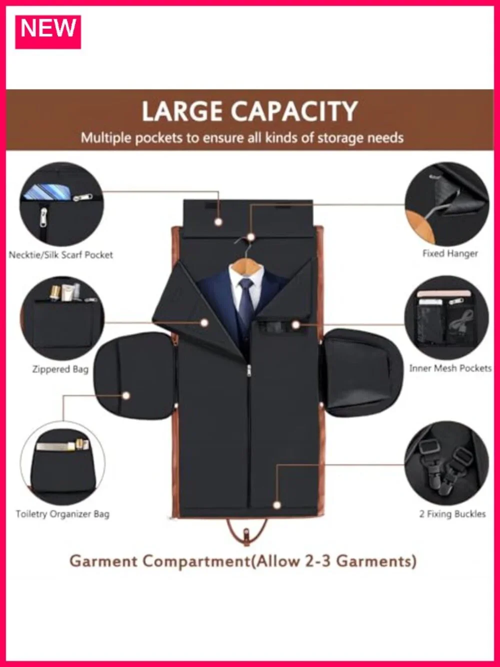 Convertible 2-in-1 Garment Duffel Bag Travel Carry-On with Laptop & Toiletry